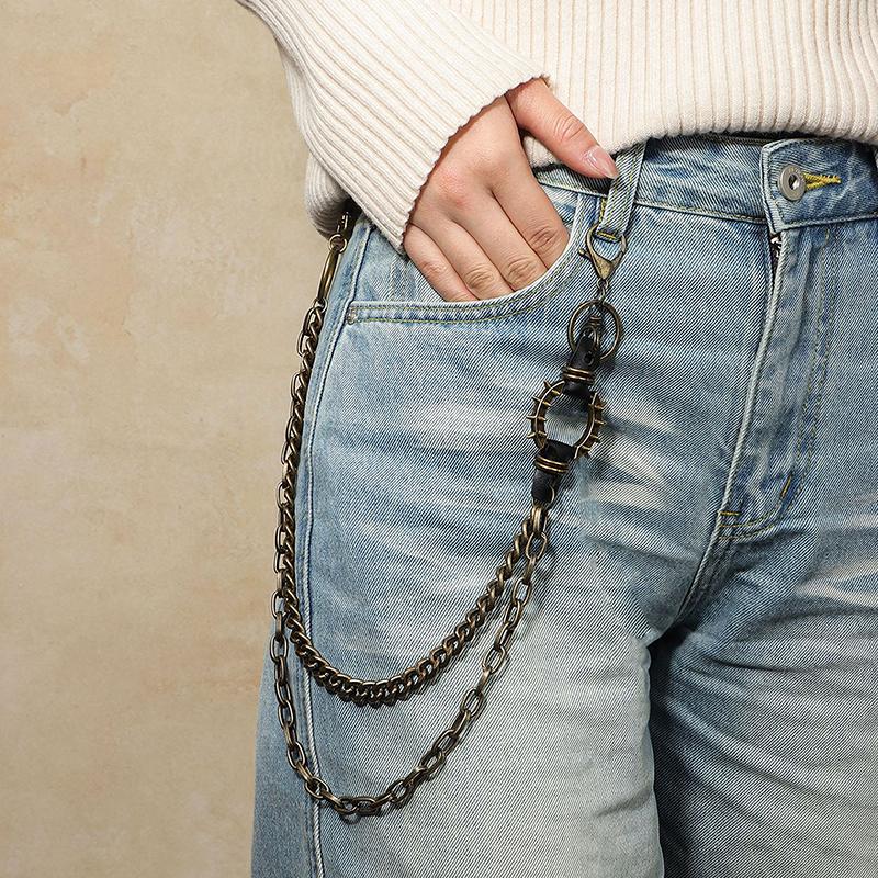 Punk Hüftketten, Hip Hop Hosenketten mit Stacheln, Retro Metallgürtel für Hosen, Handtaschen- und Bekleidungsdekoration, Rockstil