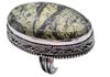 Serpentine Natural Gemstone Antique Silver Plated Ring US Size-6 A 477