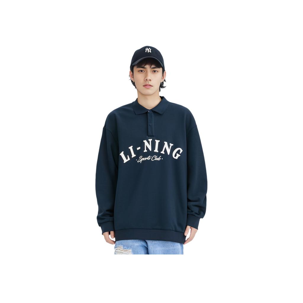 Li Ning Sweat-shirt Confortable Respirant Polyvalent Ample Décontracté Homme Hauts Bleu Marine Foncé AWDU881-2