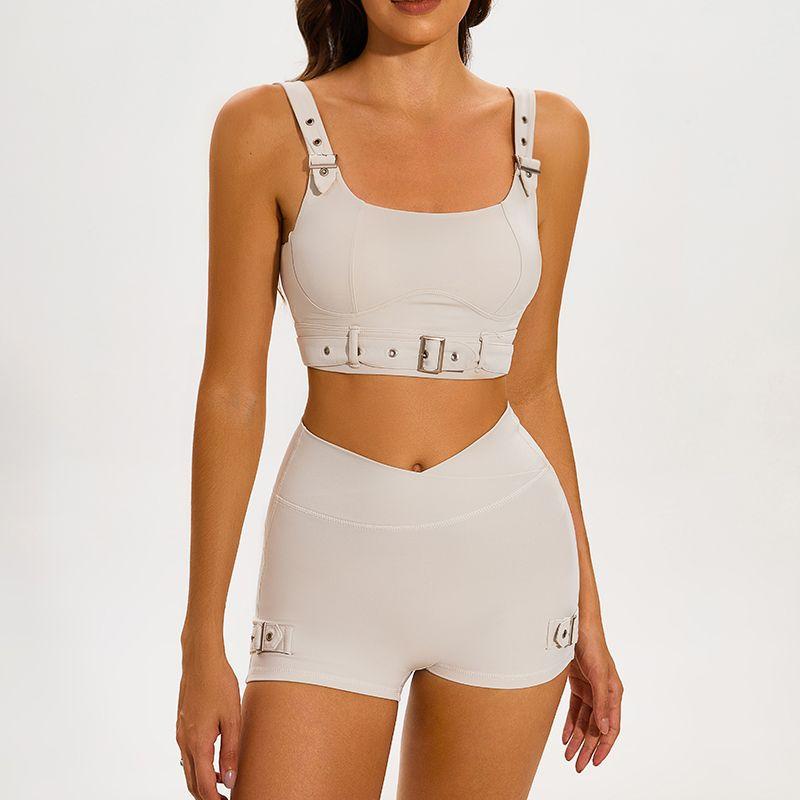 Fashion Locomotive Style Fitness Suit Women's Bubble Wrap Push up Sports Bra Sexy Yoga Clothes Bra Shorts Two-piece Set