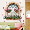 3D Fake Window Wall Sticker Self Adhesive Window Sill Flower Butterfly Decal for Living Room Bedroom Decoration Home Decor