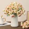 Multicolor Camellia Artificial Flower Flocking Faux Flower  Wedding Ornament