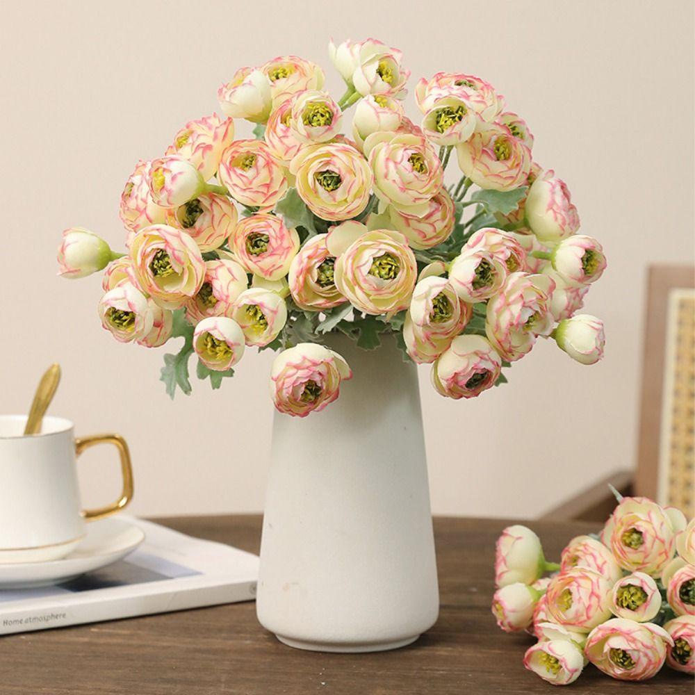 Multicolor Camellia Artificial Flower Flocking Faux Flower  Wedding Ornament