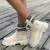 Women's Chunky Boots, Fashion Knit Stitching Ankle Boots, Women's Comfort Boots