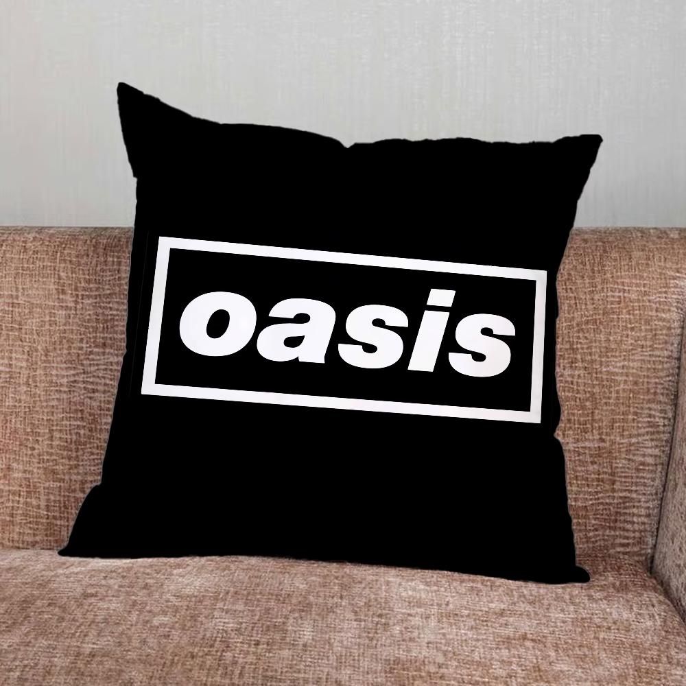 Music O-Oasis Band Pillow Case For Home Bedroom Car Office Decoration Living Room Sofa Cushion Cover Suitable