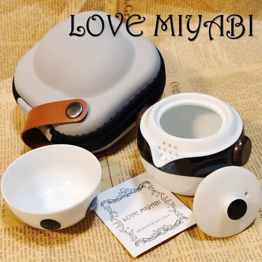 LOVE MIYABI Panda Travel Tea Set, Cute Panda Design, Ultra-Compact Storage, Easily Enjoy Delicious Tea Outdoors, Perfect for TravelOutings, Chinese