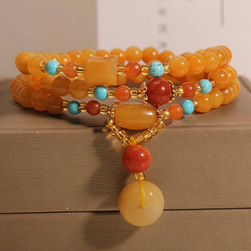 

Многослойный женский браслет из натурального агата. Легкий роскошный ретро-кулон, нежный женский браслет с кристаллами.
