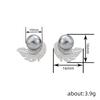Women's stud earrings, feathered imitation pearl lady jewelry, micro-inlaid zircon round jewelry