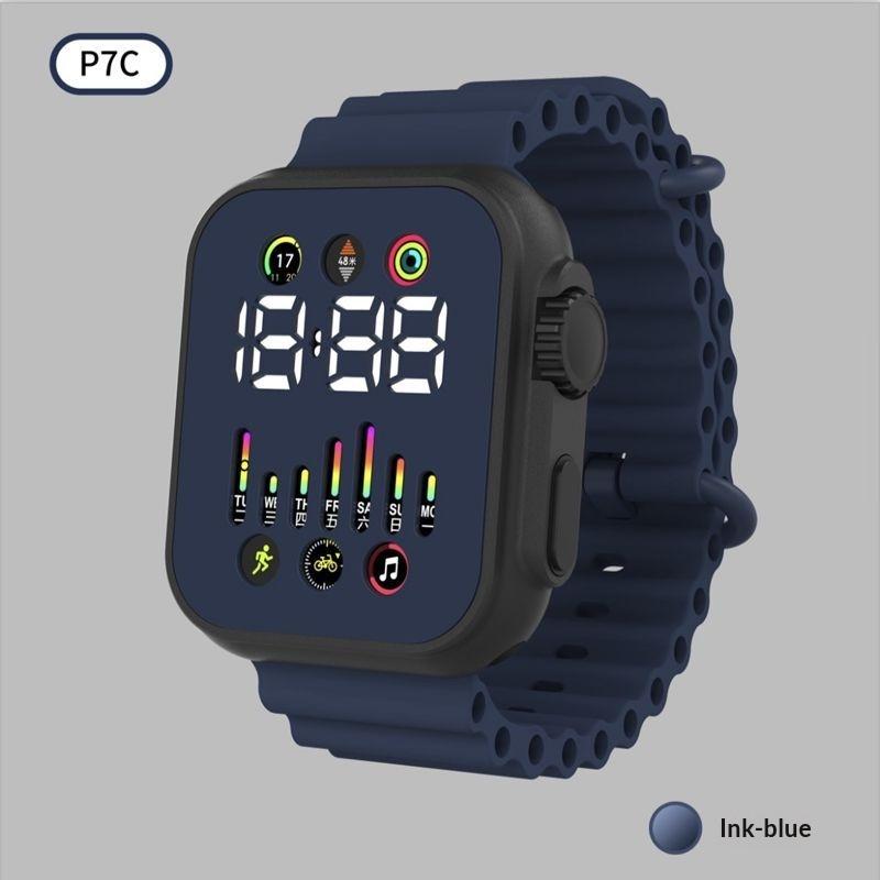 Electronic Watch Hollow Week Digital Sports Student LED Electronic Watch Couple Hollow Color Screen Watch Week Square Electronic Watch