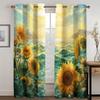 3D Oil Painting Sunflower Ocean Curtains Blue Sky Sunrise Bedroom Living Room Balcony Kitchen Decorative Curtains 2 Panels