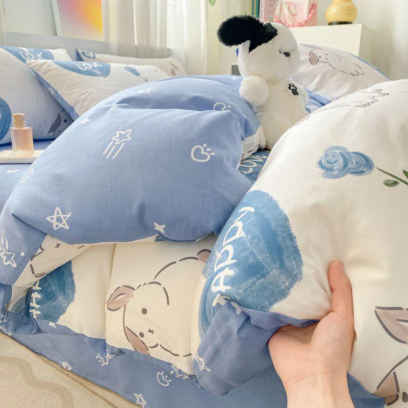 Sleep Grid 12868 Cotton Printed Four Piece Set