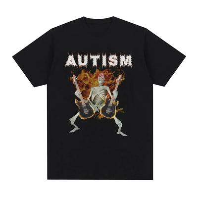 Autismus Skeleton Meme T-shirt Humor Lustige Schädel Männer Frauen Mode Hip Hop T-shirt Casual Baumwolle Kurzarm Übergroßen T-shirts