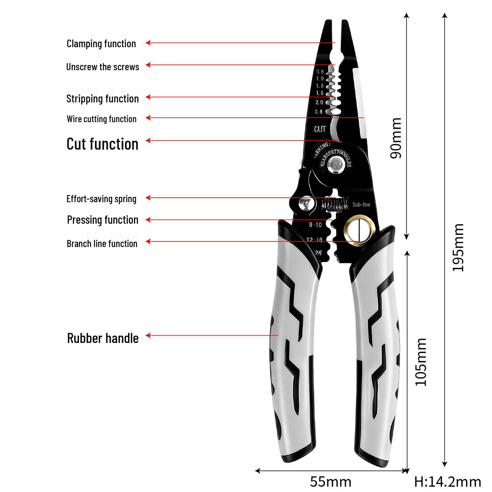 

Seven-in-One Multifunctional Electrician Wire Stripper and Crimping Pliers
