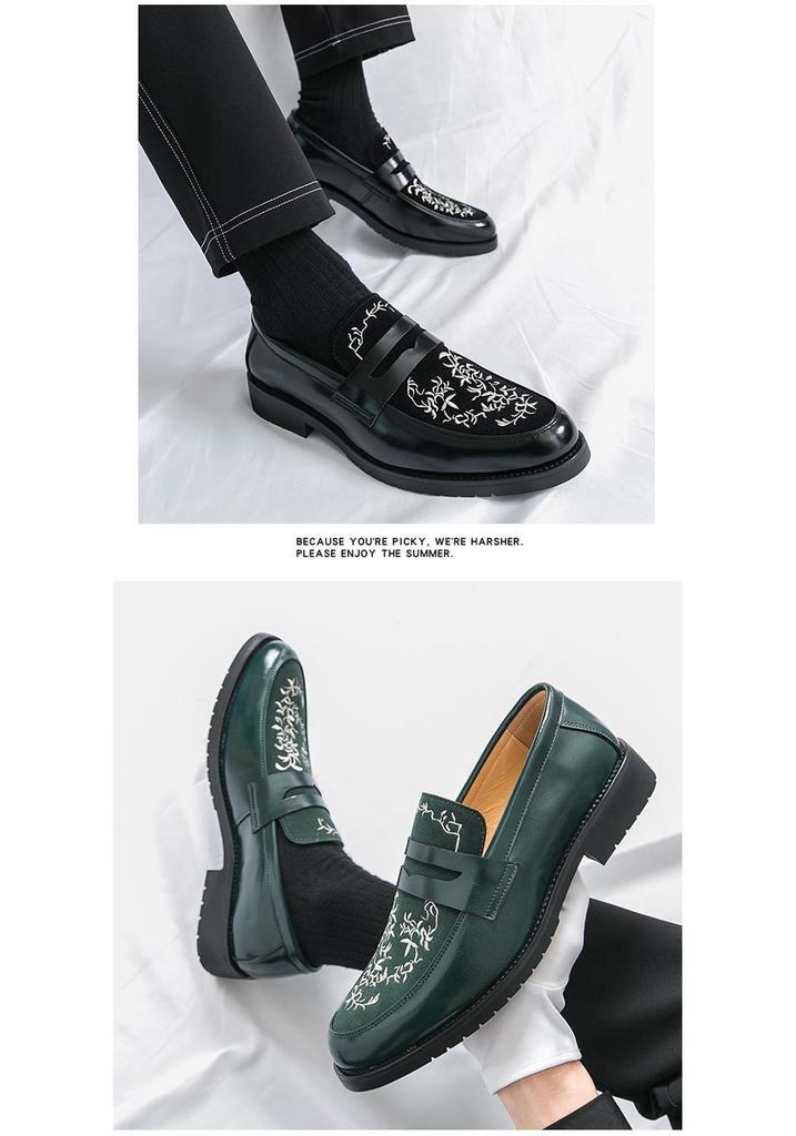 Slip-on High-End Business Casual Loafers: Men's British Style Leather Shoes for Weddings and Suits