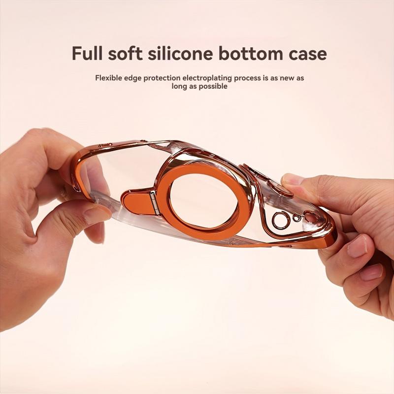 Transparent Plating Wireless Charging Magnetic Case for IPhone 17 16 15 14 13 Pro Max with Lens Protection Bracket Back Cover