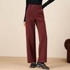 Fanzhen Women's High-Waist Thickened Straight-Leg Woolen Pants
