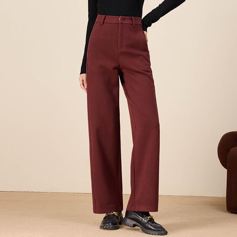 Fanzhen Women's High-Waist Thickened Straight-Leg Woolen Pants