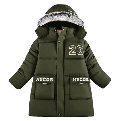 Winter Boys Thickened Cotton Coat Kids Hooded Warm Jackets Overcoat Plus Velvet Outerwear Children Clothing 6-12 Years