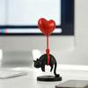 Floating Cat Heart Balloon Figurine 3D Printed Cute Black Cat Statue Romantic Desktop Ornament for Living Room Bedroom Bookshelf Nightstand Decor