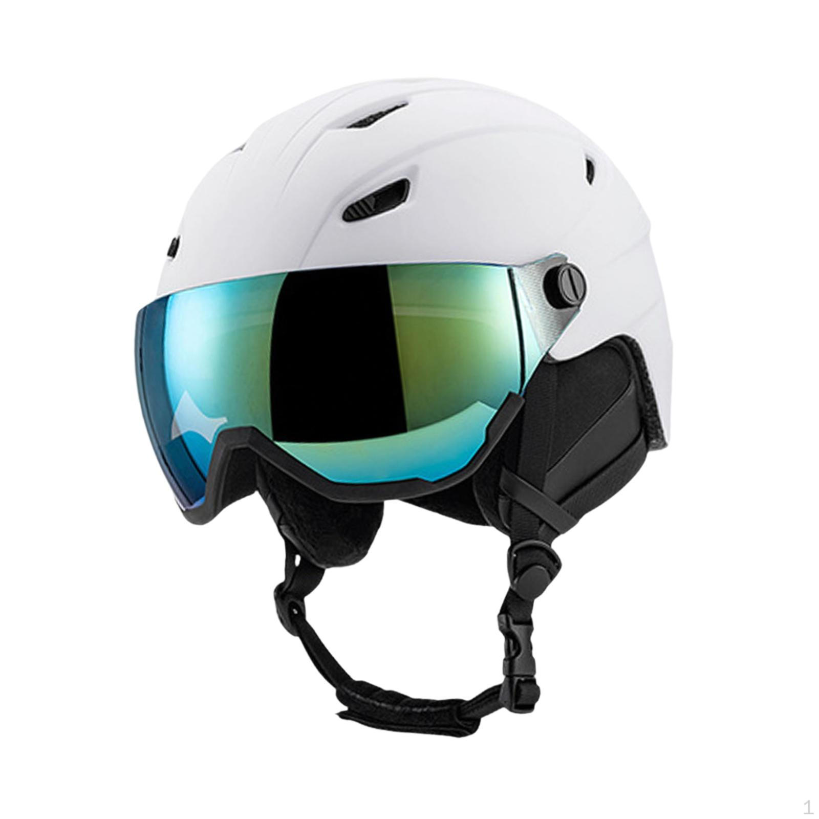 

Горнолыжный шлем для катания на лыжах, регулируемый, теплый, защитные очки, ударопрочный, противоударный, для ушей White 59 to 61cm