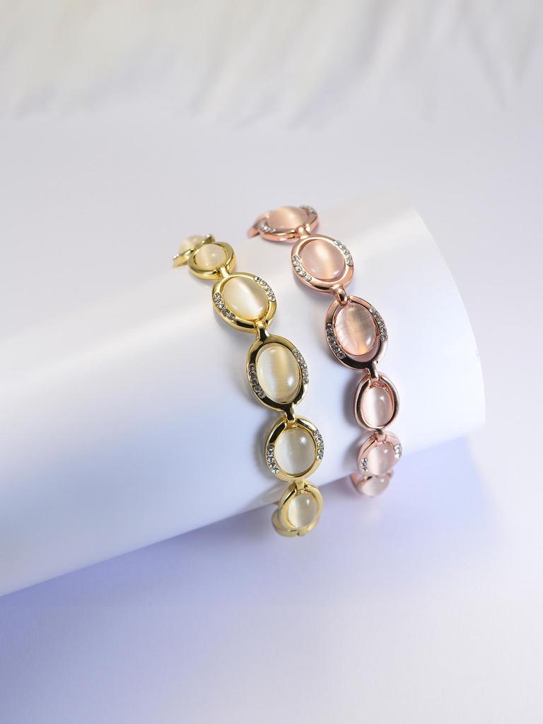 Women's Rose Gold 18K Cat's Eye Stone Bracelet Jewelry