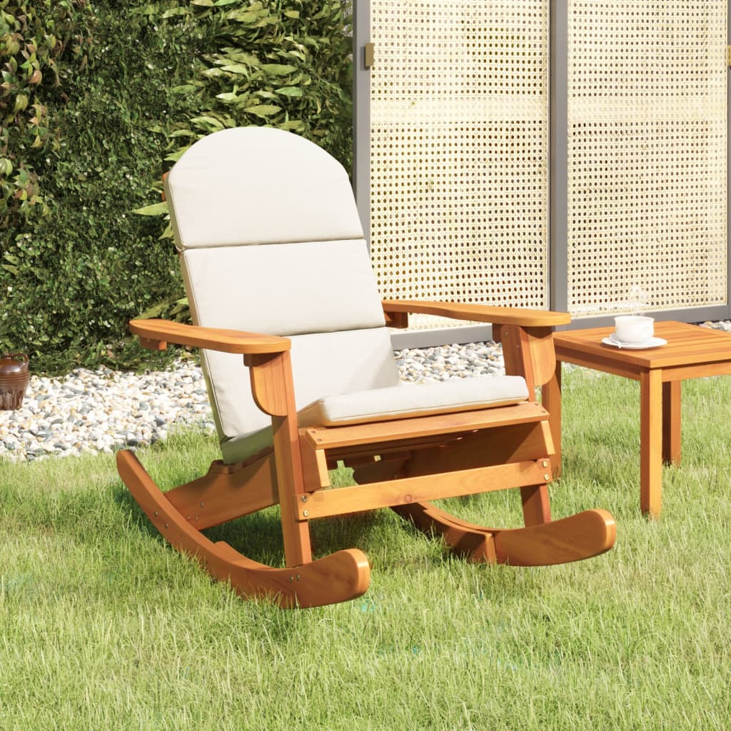 Vidaxl Adirondack Rocking Chair With Cushions, Solid Acacia Wood