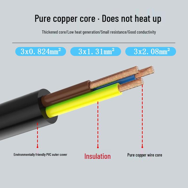 US Certified 3-Pin Y-Shape C13 Power Cord for Computers & Printers