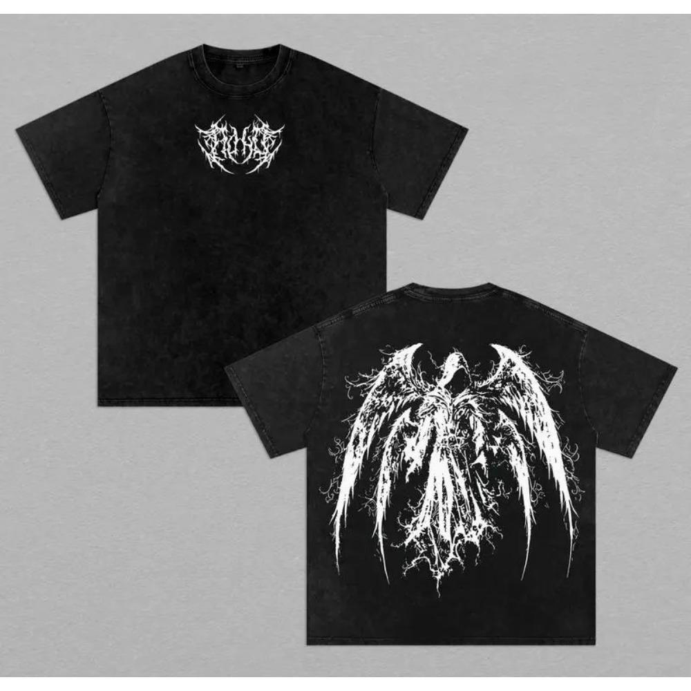 Trendiges Y2k T-Shirt Gothic Vintage Gewaschenes Oversized T-Shirt Für Herrenkleidung Sommer Kurzarm Reine Baumwolle Oberteile