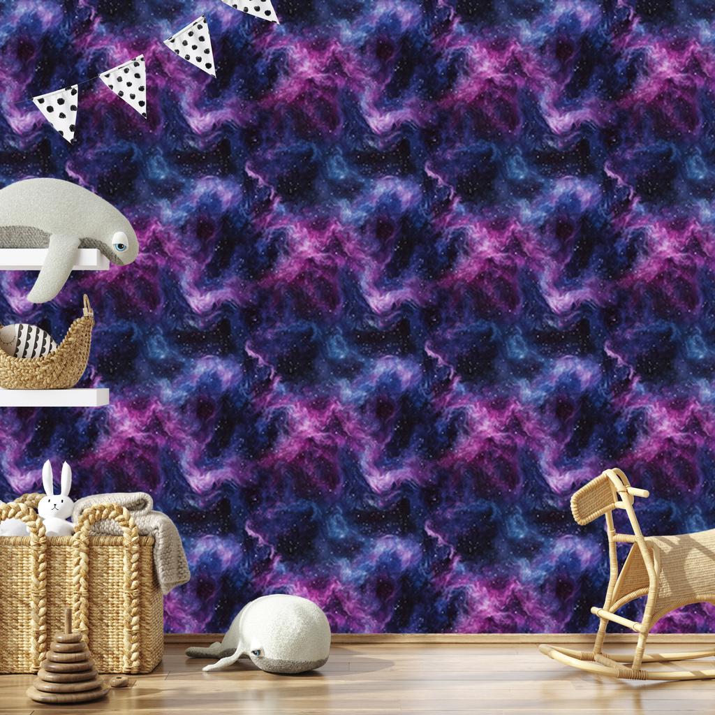 Watercolor Galaxy Wallpaper Navy Blue, Violet, Indigo and Blue 50x1000