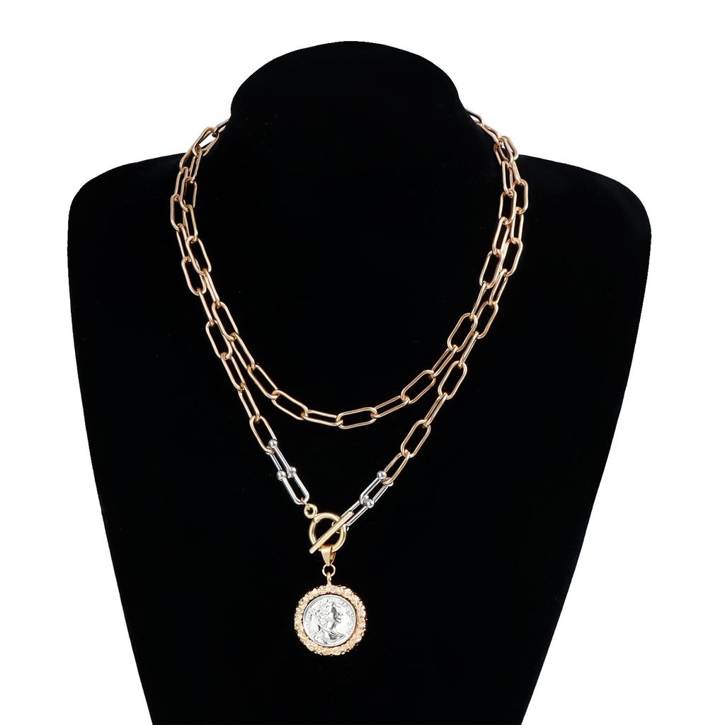 Vintage Coin Pendant Hip Hop Chain Necklace for Women Jewelry Accessories