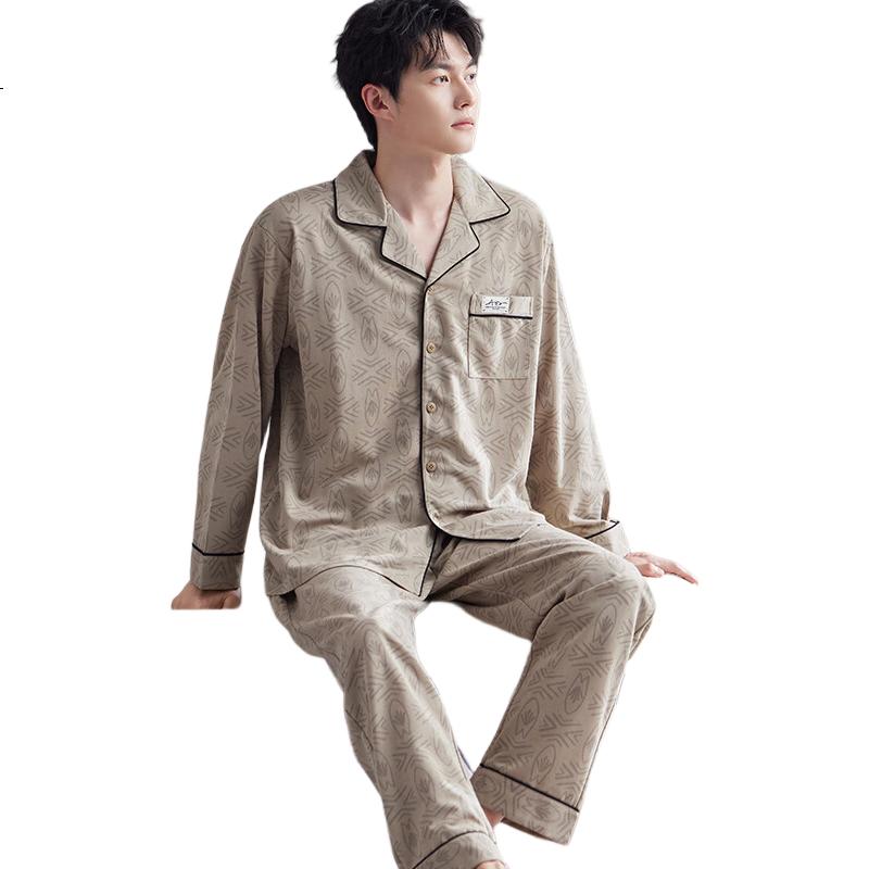 LANGSHA [Pure Cotton 10A Antibacterial Plus Size] Men's Pajamas Spring And Summer Home Wear Set Suitable for Outdoor Wear 2026