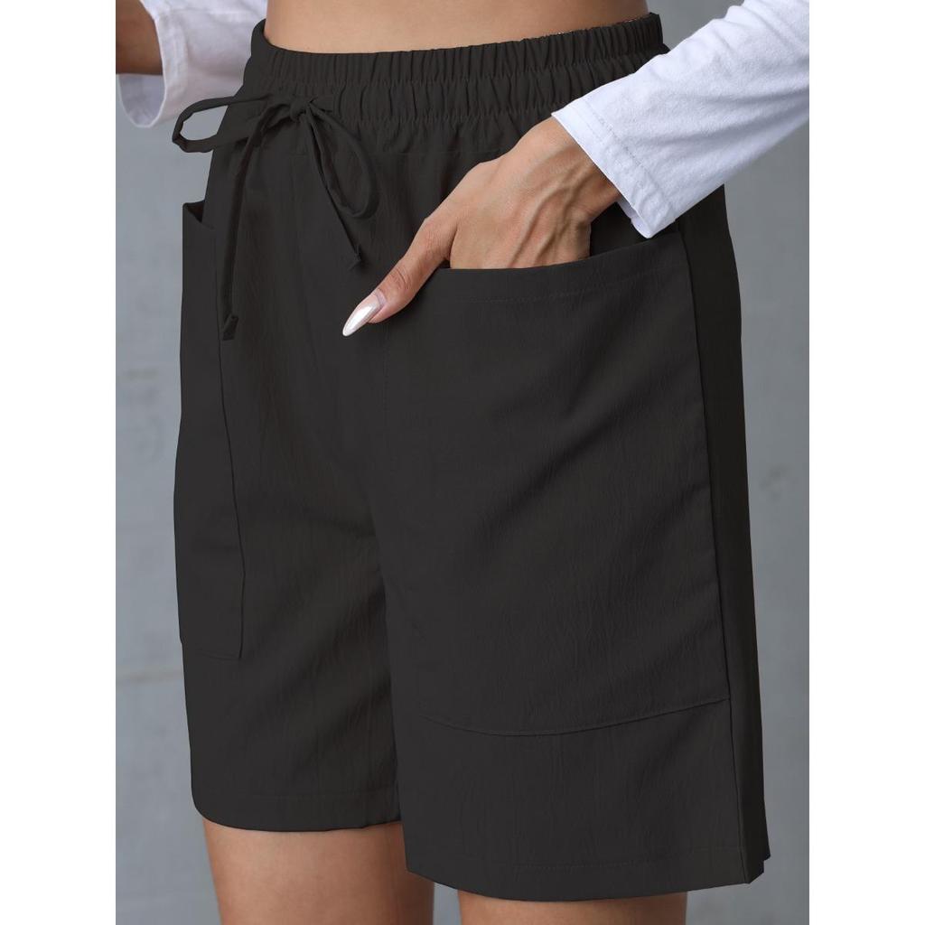 Summer New Style, Loose Fit, Linen, Casual Shorts, Solid Color, Plus Size, High Waist, Wide Leg Pants for Women