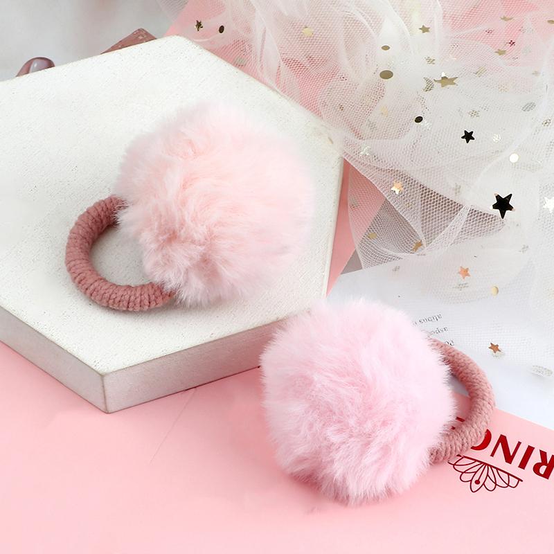2 Pièces Chouchous à Pompons Mignons Élastiques à Cheveux Pour Enfants Filles Coiffure Élastique Porte-Queue de Cheval Scrunchie Accessoires Cheveux