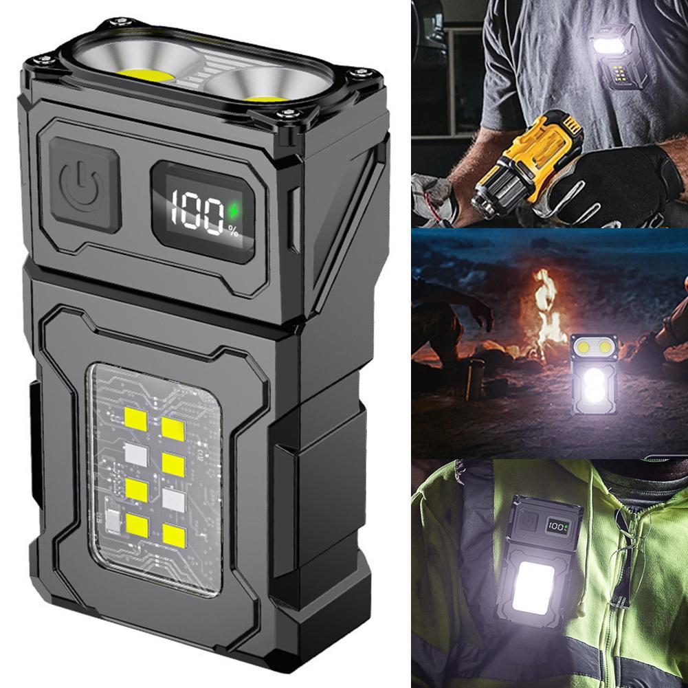 Mini USB Rechargeable LED Flashlight Portable Magnetic Work Light Super Bright COB Torch For Outdoor Camping Emergency Lantern