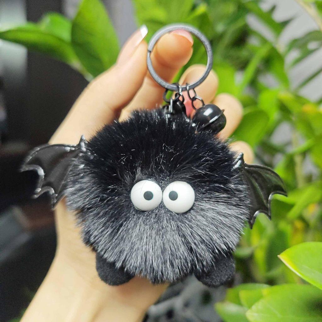 Cross-Border Plush Little Devil Soot Ball Faux Rex Rabbit Fur Pendant Keychain/Backpack Charm