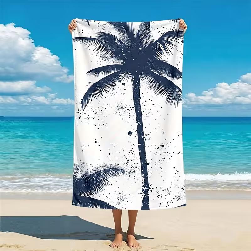 Minimalist Palm Tree Print Beach Towel Quick Dry Lightweight Absorbent Sand-Proof Towel for Summer Beach Travel Camping