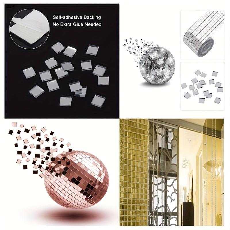 3Pcs Disco Ball Mirror Glass Sticker Self-Adhesive Mosaic Tiles Mirror for DIY Disco Party Decor Collages Craft Mosaic Patches