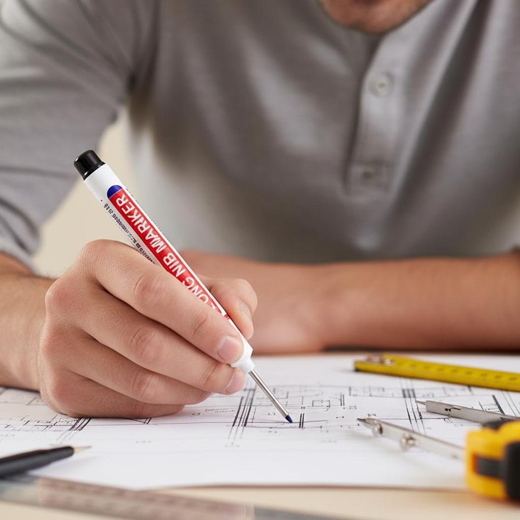Markerstift mit langer Spitze 4 Farben Tiefloch Holzbearbeitungsmarker für Schreiner Bau-Markierungswerkzeug