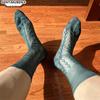 Men's Royal Blue Diamond Jacquard Nylon Dress Socks, Non-Curling, Breathable.