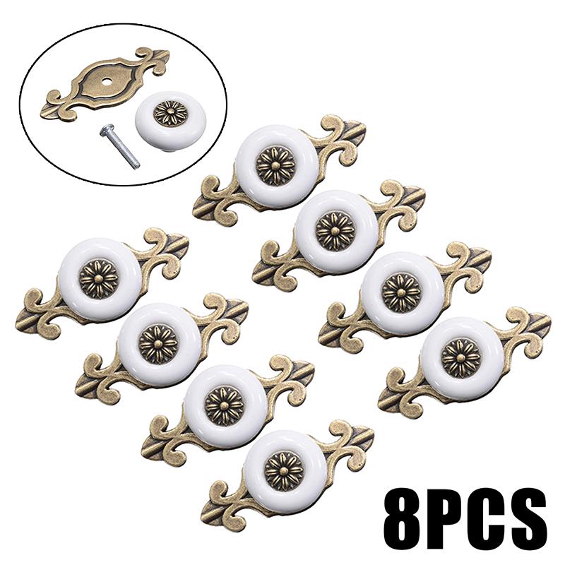 

8Pcs білі дверні ручки меблевий ящик тумбочка кухонні ручки