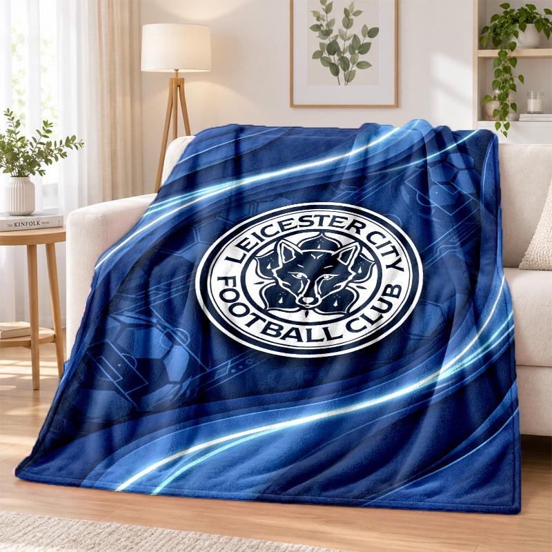 Leicester City Futbol Baskılı Flanel Battaniye Sıcak Konfor Yatak Örtüsü İç Mekan Ev Dekorasyonu İçin
