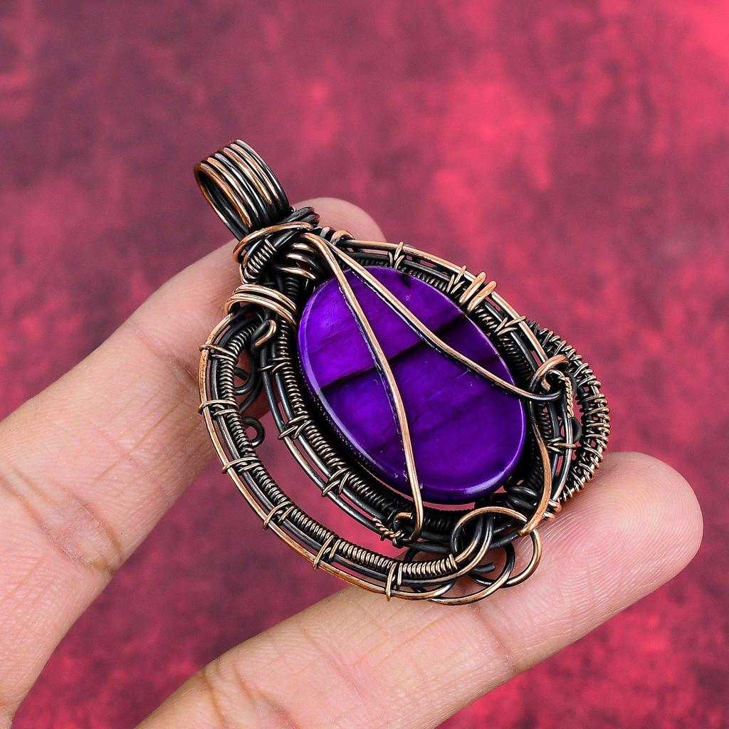 Purple fire labradorite pendant copper wire wrapped pendant handmade boho pendant copper jewelry engagement gifts wire wrap gemstone jewelry