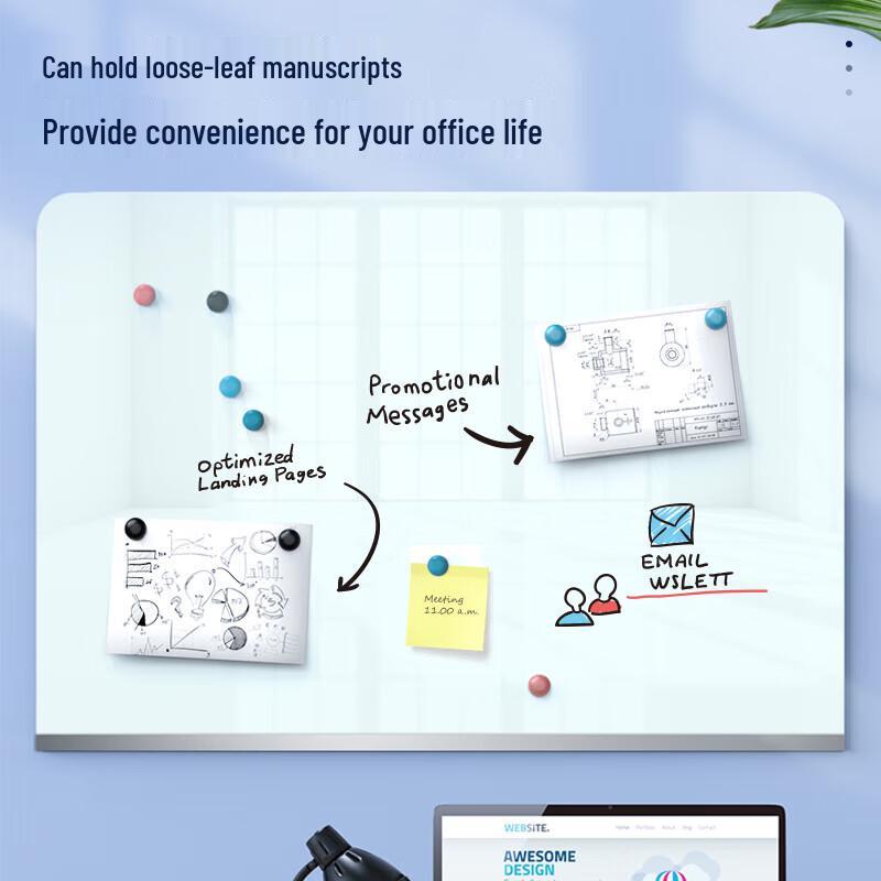 Deli Wall-Mounted Magnetic Tempered Glass Whiteboard