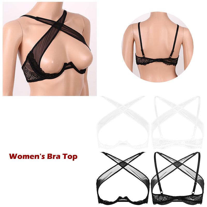Dámská květinová krajka Bralette Open Front Crop Tops Kostice Bustier Bralet Top