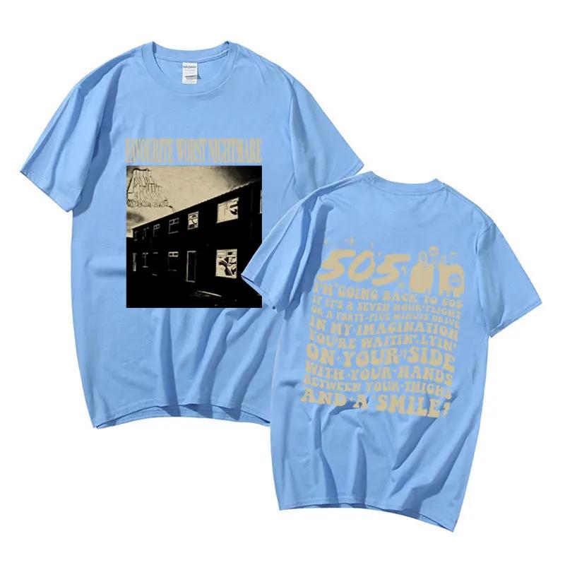 Vintage Favourite Worst Nightmare T Shirt Arctic Monkeys 505 Lyrics Print Tee Shirt for Men Women Hip Hop Punk Oversized T-shirt