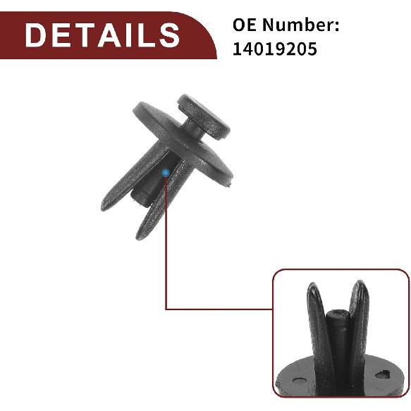 Car Front Fender Skirt Clip for GM for Chrysler Durable No.14019205 | Bumper Push Type Plastic Retainer Rivets Black 100 Pcs