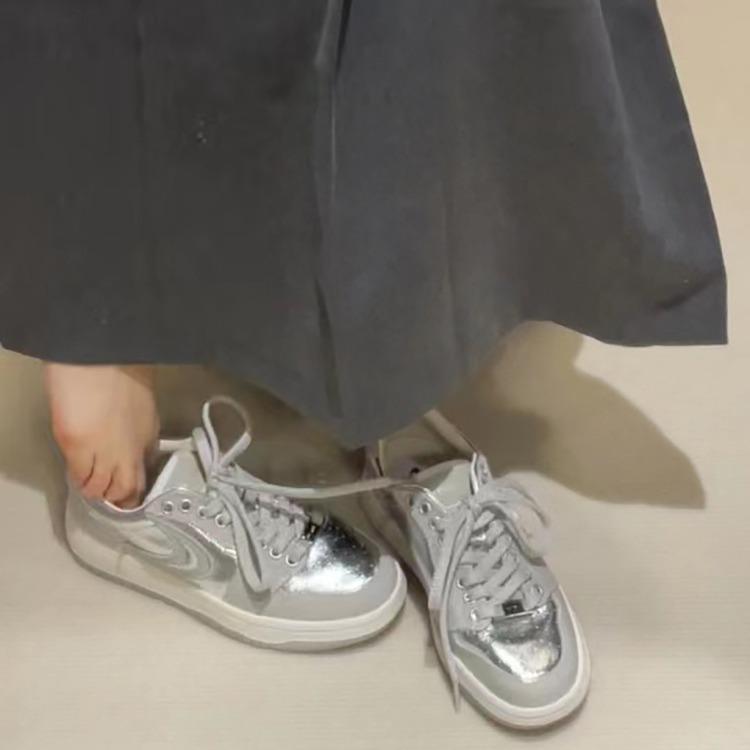 Niche silver board shoes women's 2025 spring new casual burst pattern platform shoes original single shoes sports shoes women