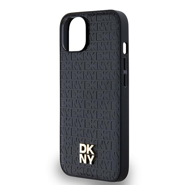 Dkny Dkhmp14Spshrpsk Iphone 14 / 15 / 13Czarny/Black Hardcase Leather Monogram Pattern Metal Logo Magsafe