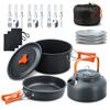 Outdoor Camping Kochgeschirrset Tragbares Picknick-Geschirr Bratpfanne Suppentopf Kessel Teller Messer