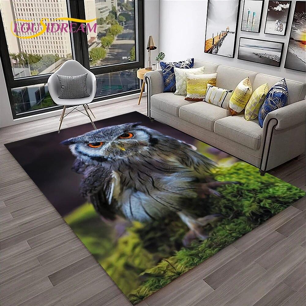 3D Cartoon Cute Owl Series Carpet Rug for Home Living Room Bedroom Sofa Kitchen Doormat Decor,Child Area Rug Non-slip Floor Mat